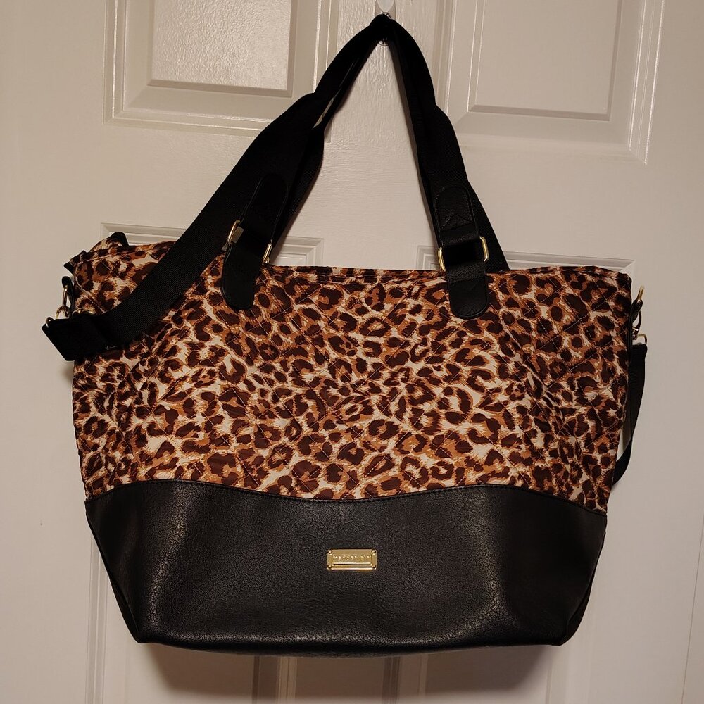 Steve Madden Girl Jumbo Tote Weekender Duffle Bag Travel Leopard Animal Print